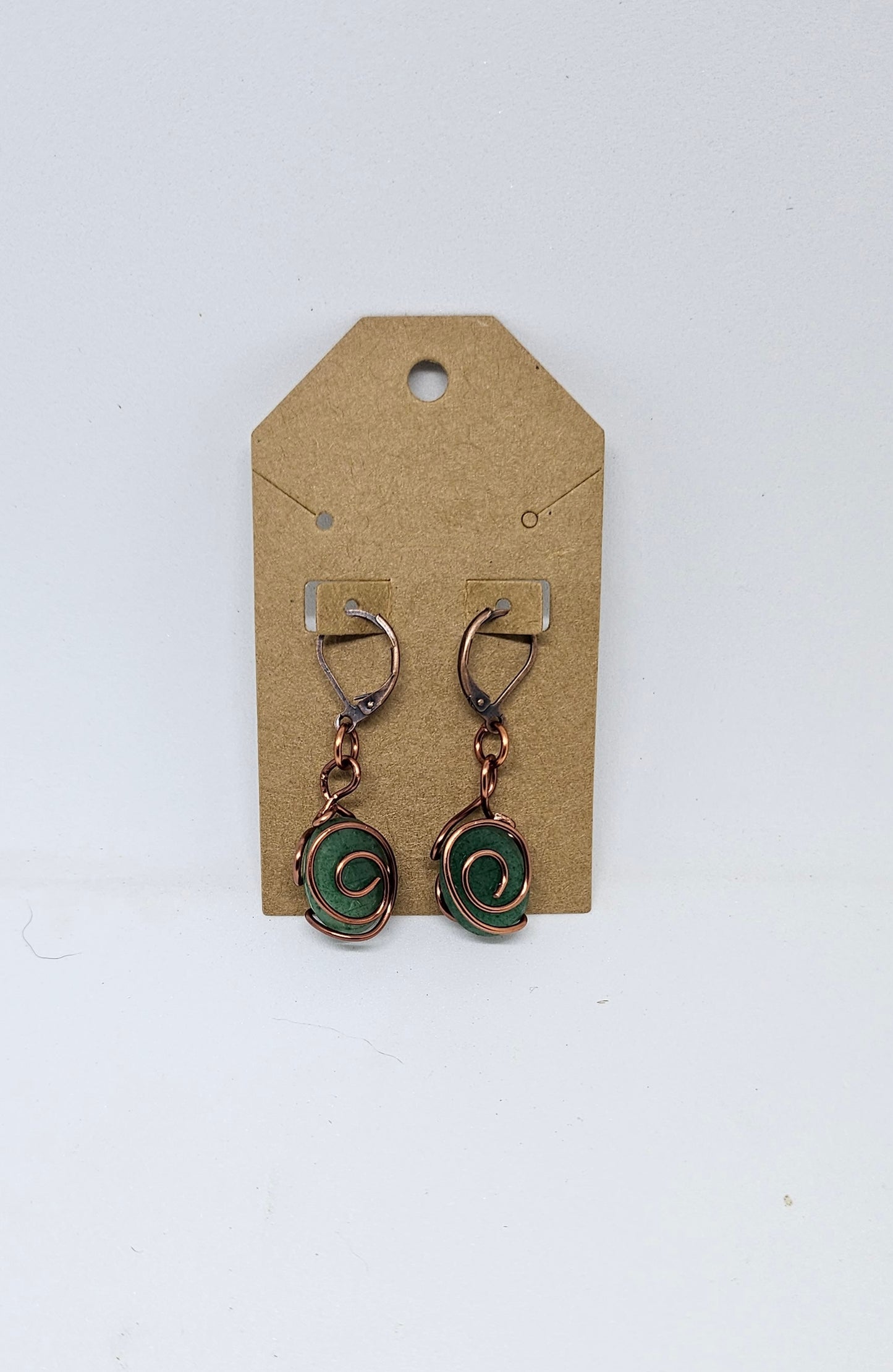 Jade and Bronze Wire Earrings