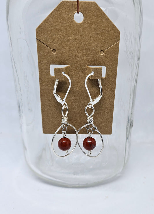 Red Jasper Tear Drop Earrings