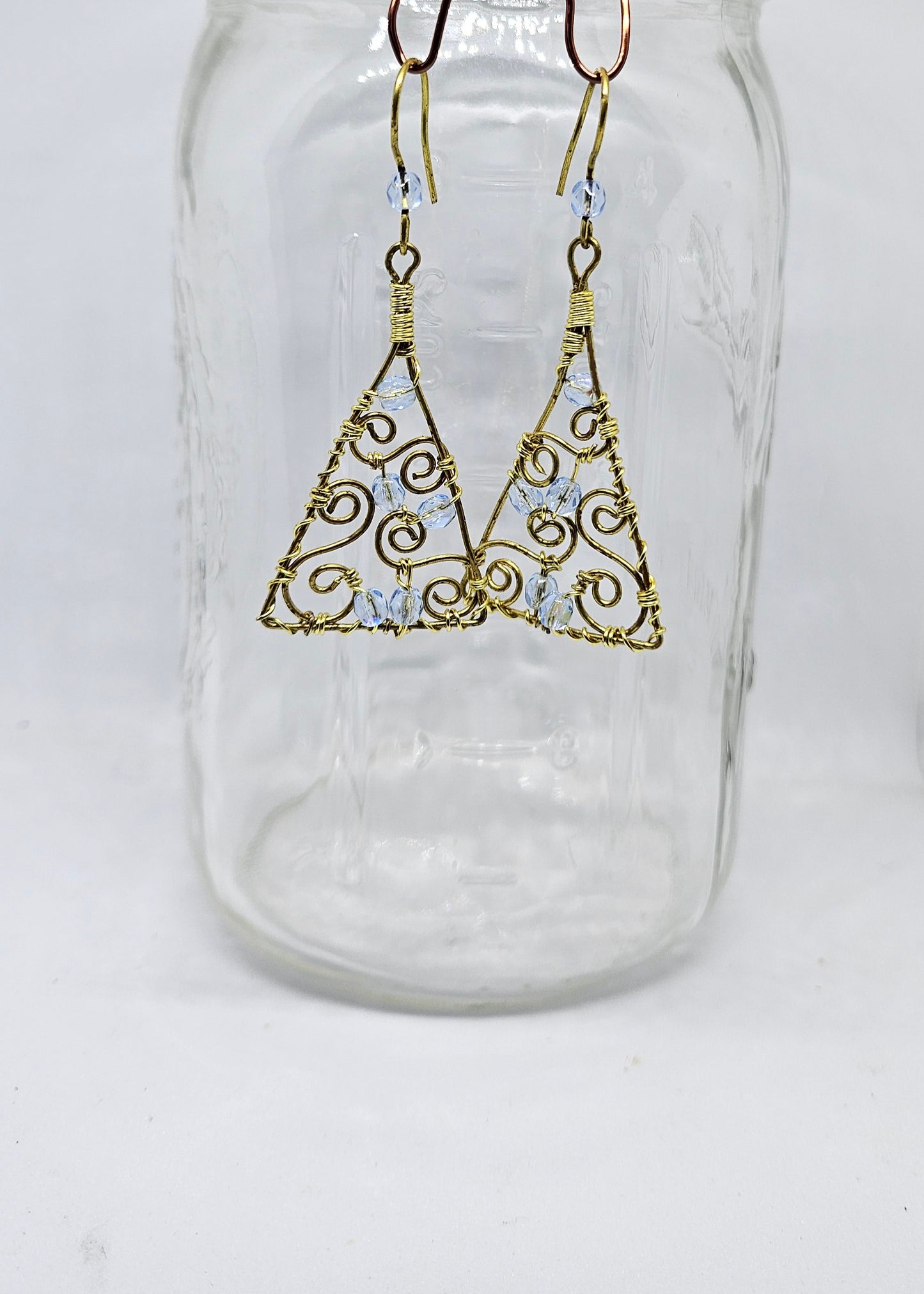 Gold Wire Dangle Tree Earrings