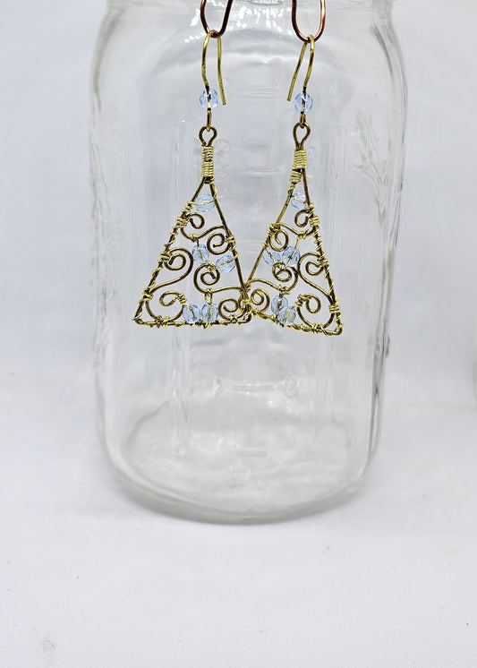 Gold Wire Dangle Tree Earrings