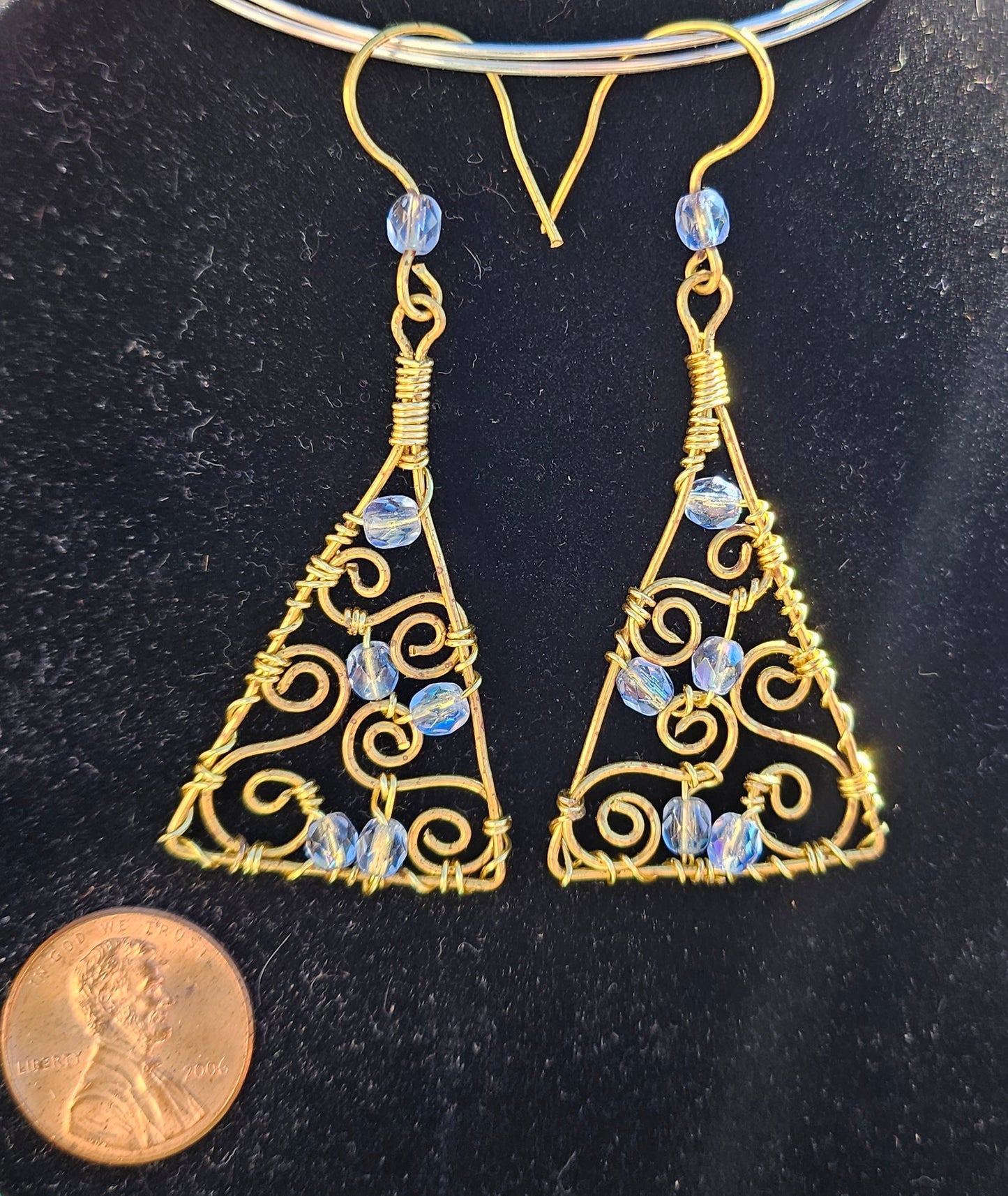 Gold Wire Dangle Tree Earrings