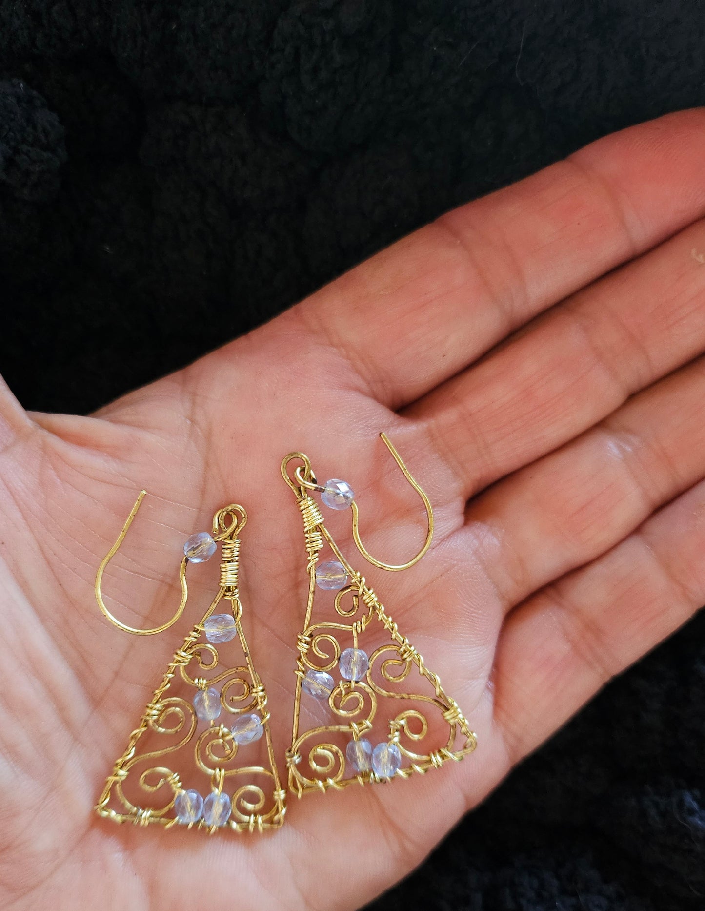 Gold Wire Dangle Tree Earrings